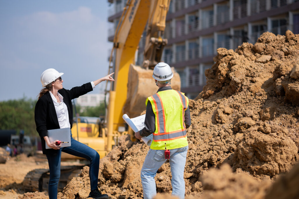 construction manager and engineer working construction