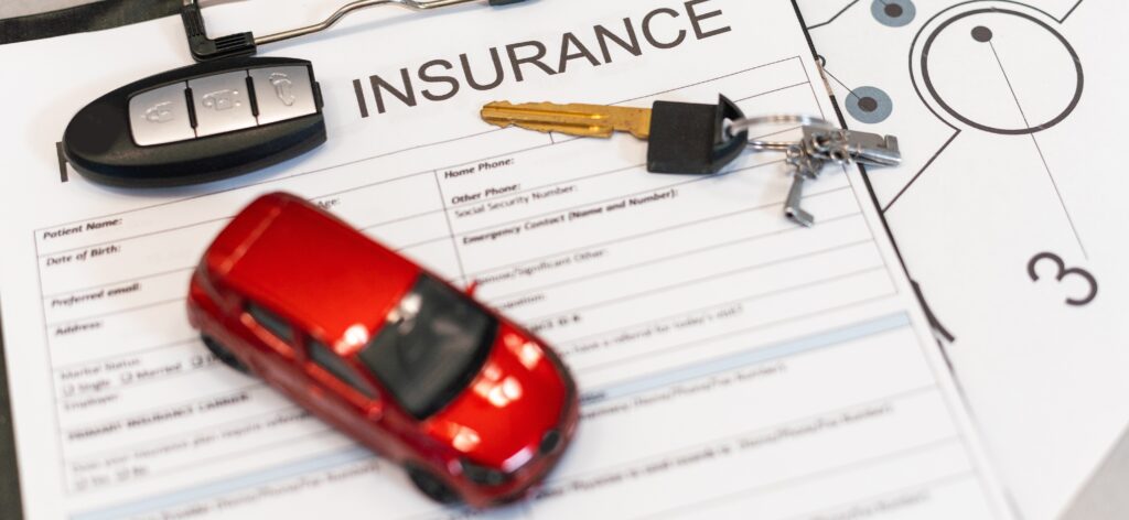 Car insurance form with model and policy document
